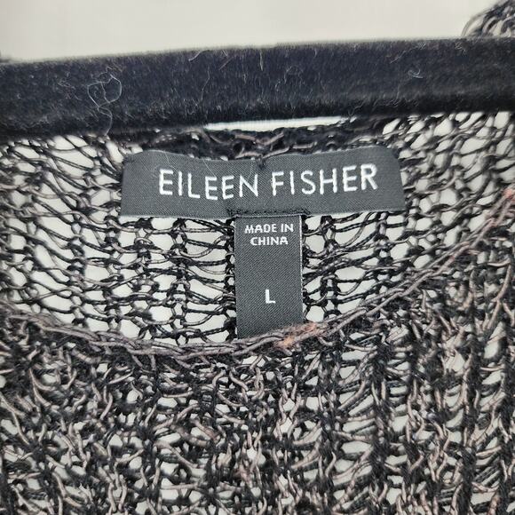 Eileen Fisher Knit Long Sleeve Linen Black Long System Sweater Size Large - Picture 2 of 4